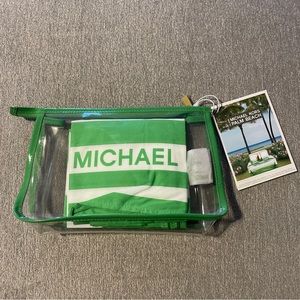 Michael Kors Island Palm Beach Sarong With Clutch New Rare New